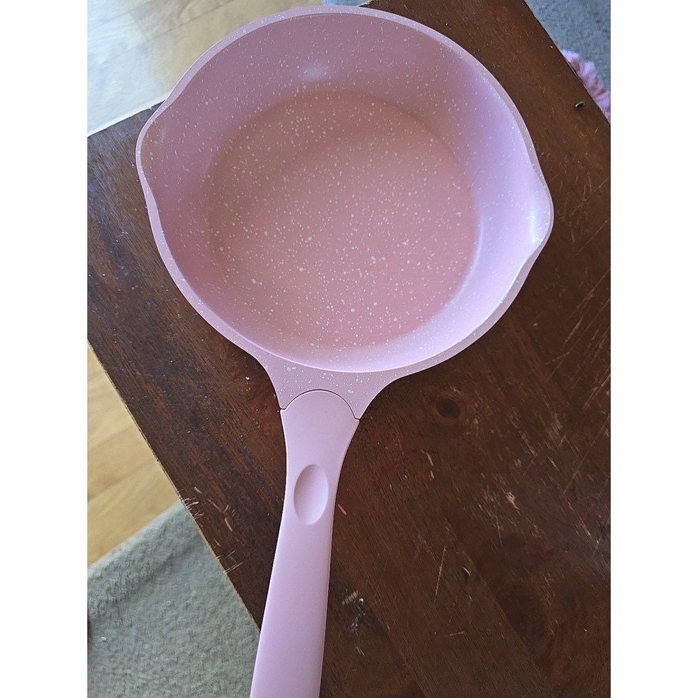 JEETEE 8‎ Inch Nonstick Frying Pan, Stone Marble Pink With Lid